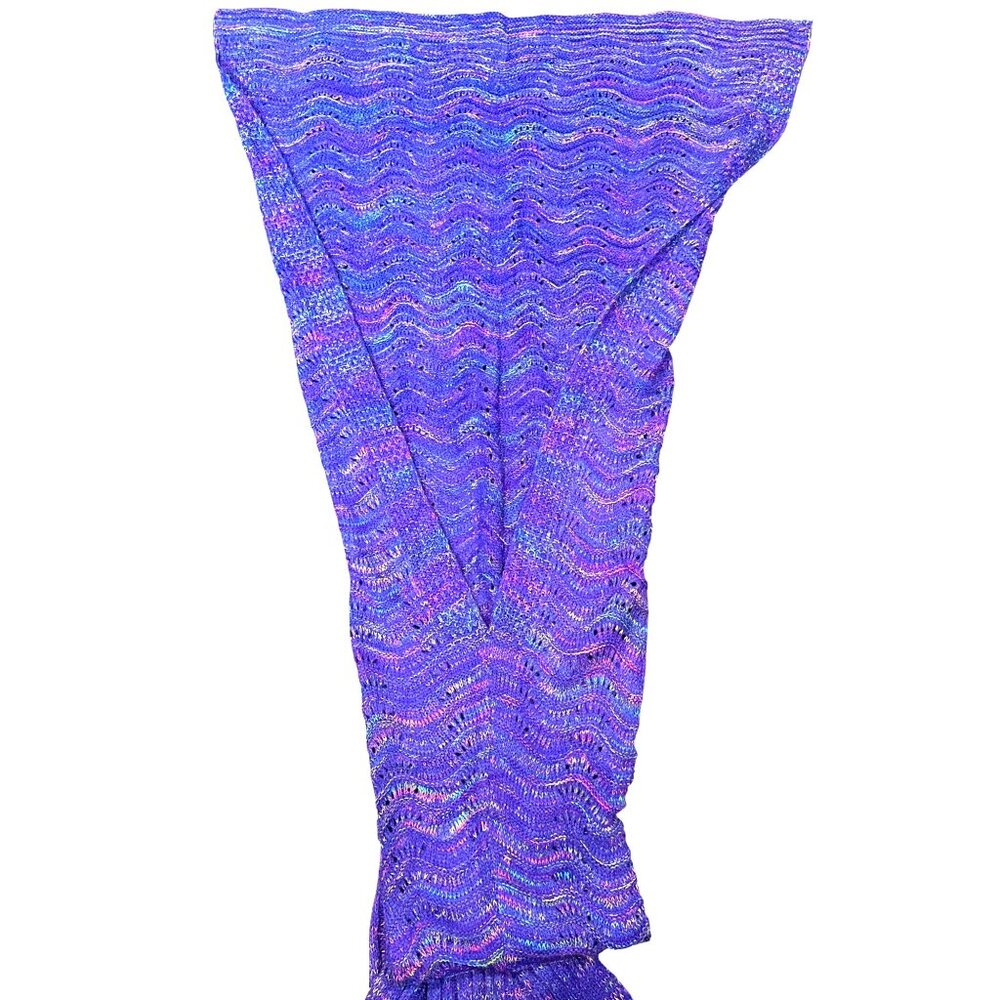 CCC Knitted Mermaid Tail Blanket Kids Adults Purple Multicolor Crochet Gifting - Picture 5 of 7